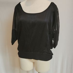 Heather size large black silk ans jersey top
